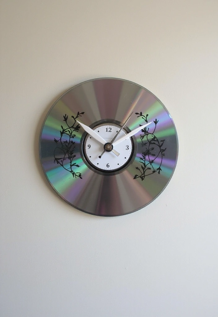 26 CD Decoration Ideas That Turn Old Discs Into Creative Decor - 10. Creative Wall Clock