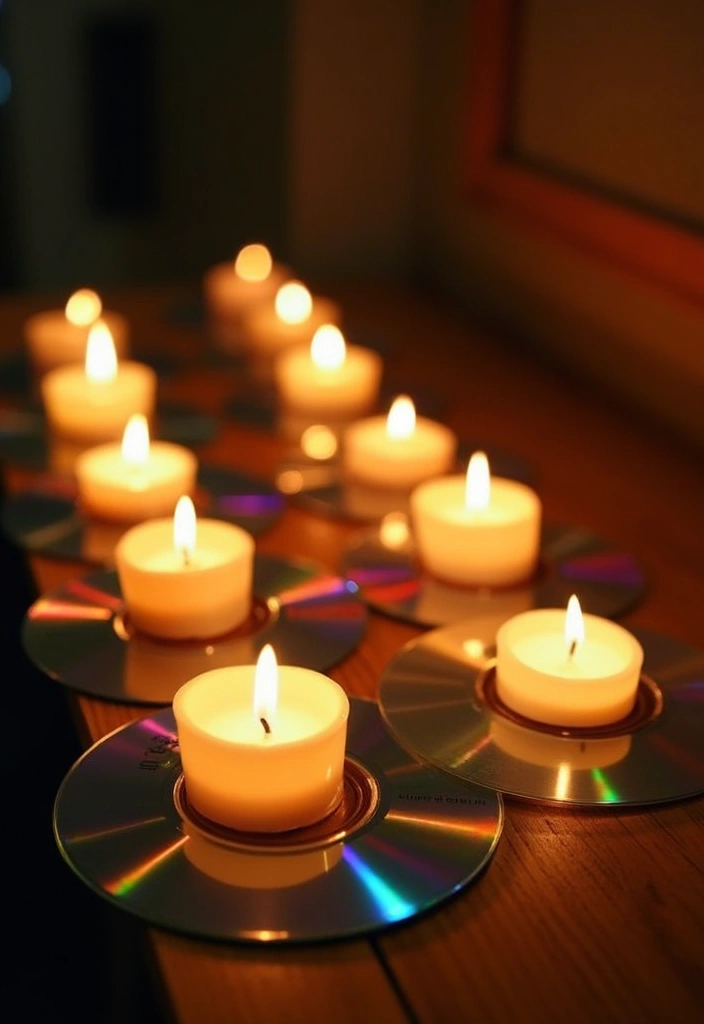 26 CD Decoration Ideas That Turn Old Discs Into Creative Decor - 12. CD Candle Holders
