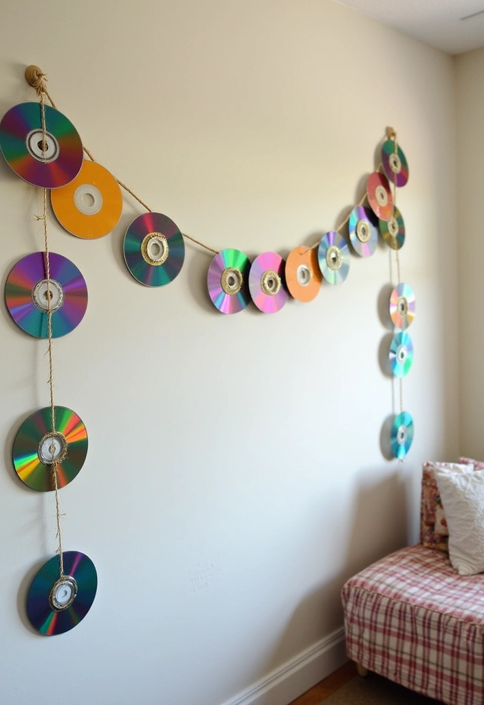 26 CD Decoration Ideas That Turn Old Discs Into Creative Decor - 13. Upcycled CD Garland