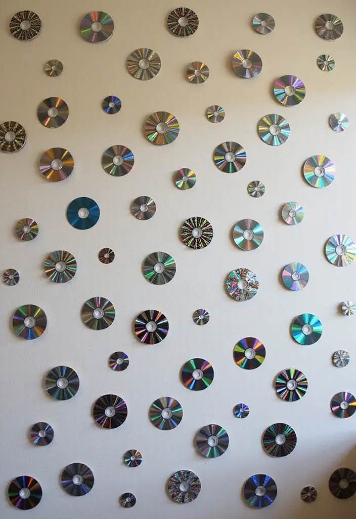 26 CD Decoration Ideas That Turn Old Discs Into Creative Decor - 18. Upcycled CD Wall Decals