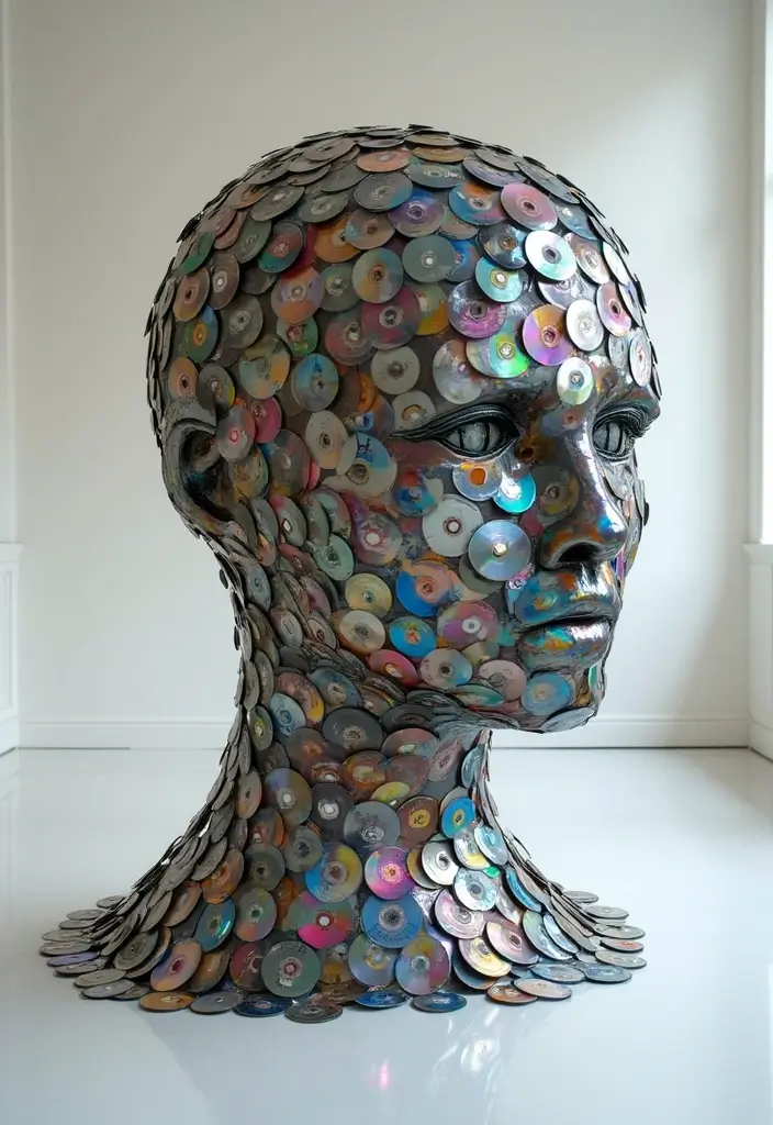 26 CD Decoration Ideas That Turn Old Discs Into Creative Decor - 19. CD Art Sculptures