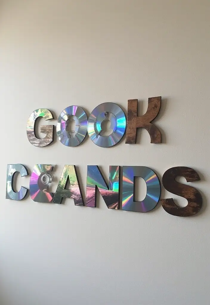 26 CD Decoration Ideas That Turn Old Discs Into Creative Decor - 20. CD Wall Letters