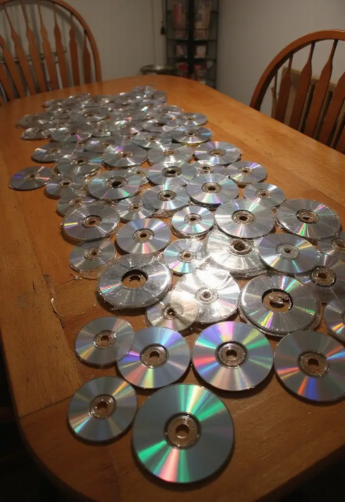 26 CD Decoration Ideas That Turn Old Discs Into Creative Decor - 21. Shimmering Table Runner
