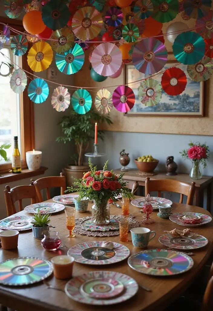 26 CD Decoration Ideas That Turn Old Discs Into Creative Decor - 22. Upcycled CD Party Decor