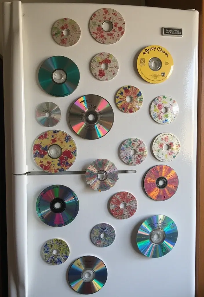 26 CD Decoration Ideas That Turn Old Discs Into Creative Decor - 26. CD Refrigerator Magnets