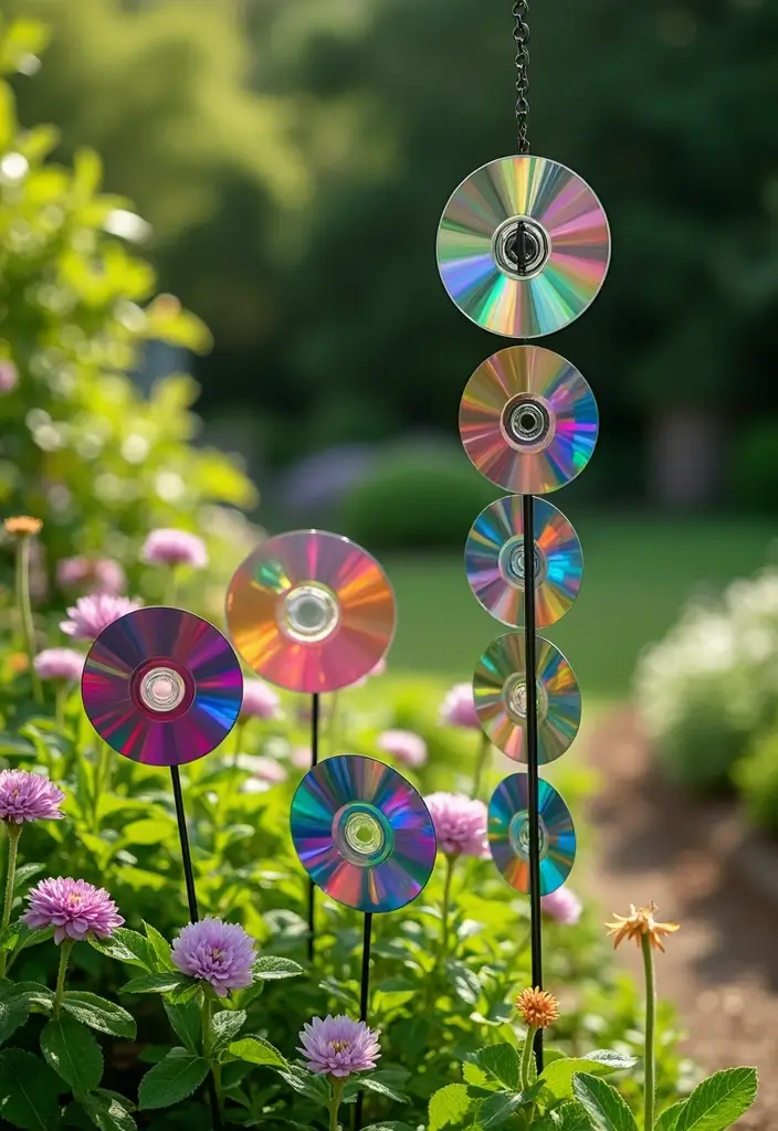 26 CD Decoration Ideas That Turn Old Discs Into Creative Decor - 5. Garden Art
