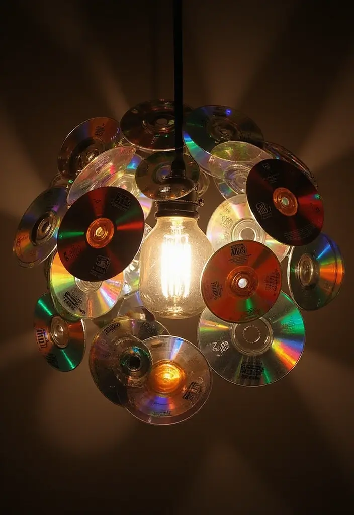 26 CD Decoration Ideas That Turn Old Discs Into Creative Decor - 8. Retro CD Bulb Covers