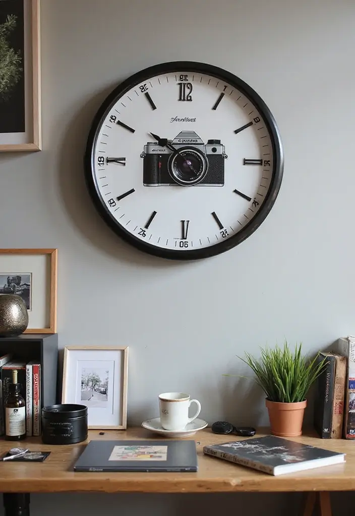 26 Camera Decoration Ideas That Make Photography Gear Fun and Stylish - 21. Camera-Inspired Wall Clocks