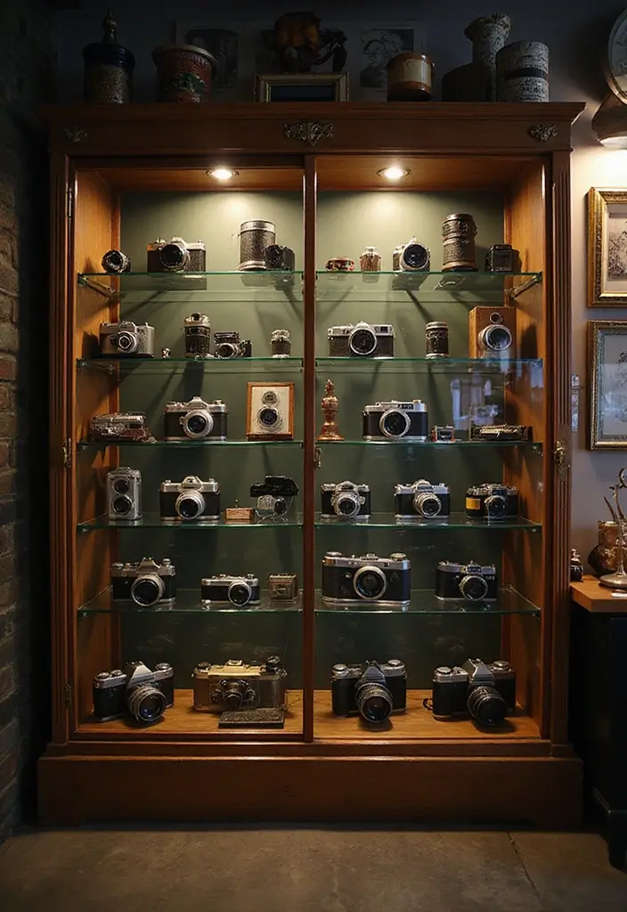 26 Camera Decoration Ideas That Make Photography Gear Fun and Stylish - 8. Camera Display Cases