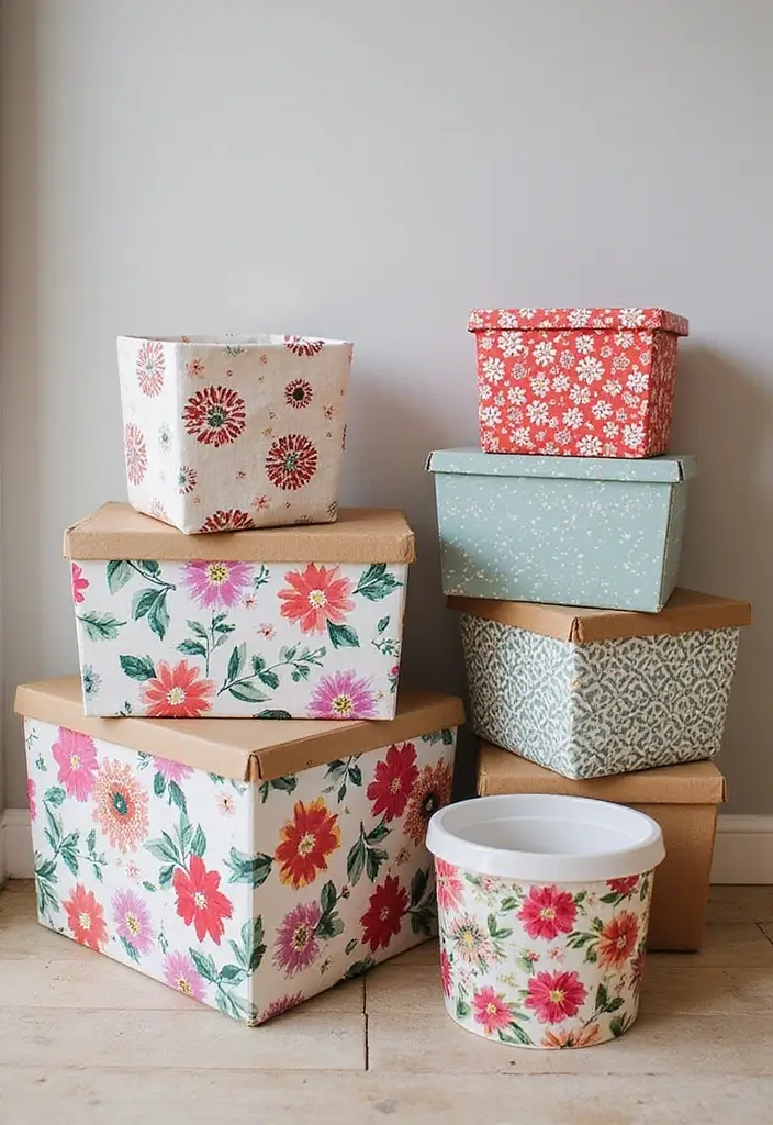 26 Cardboard Box Decoration Ideas That Transform Storage Into Fun Decor - 1. Decorative Storage Bins