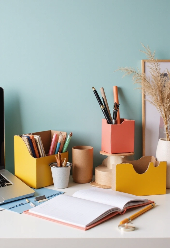 26 Cardboard Box Decoration Ideas That Transform Storage Into Fun Decor - 4. Stylish Desk Organizers