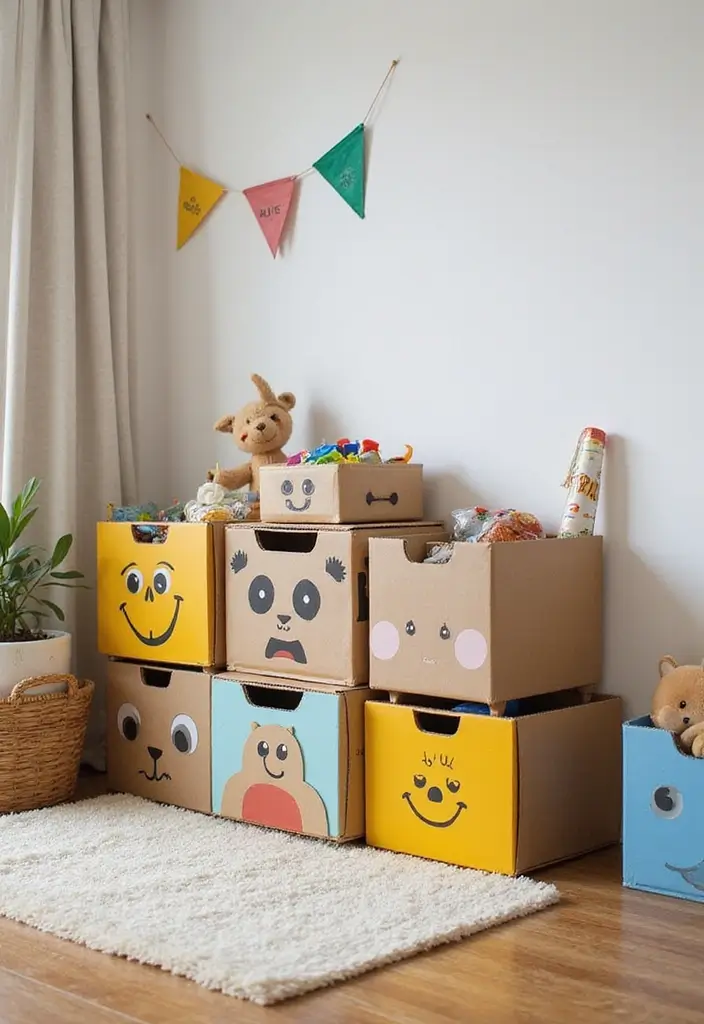 26 Cardboard Box Decoration Ideas That Transform Storage Into Fun Decor - 8. Creative Toy Storage