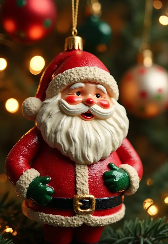 26 Christmas Pottery Painting Ideas That Bring Holiday Cheer to Your Home - 12. Joyful Santa Ornaments