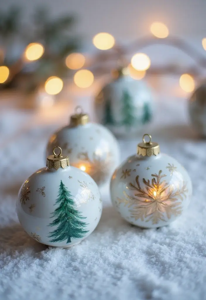 26 Christmas Pottery Painting Ideas That Bring Holiday Cheer to Your Home - 16. Frosted Winter Wonderland