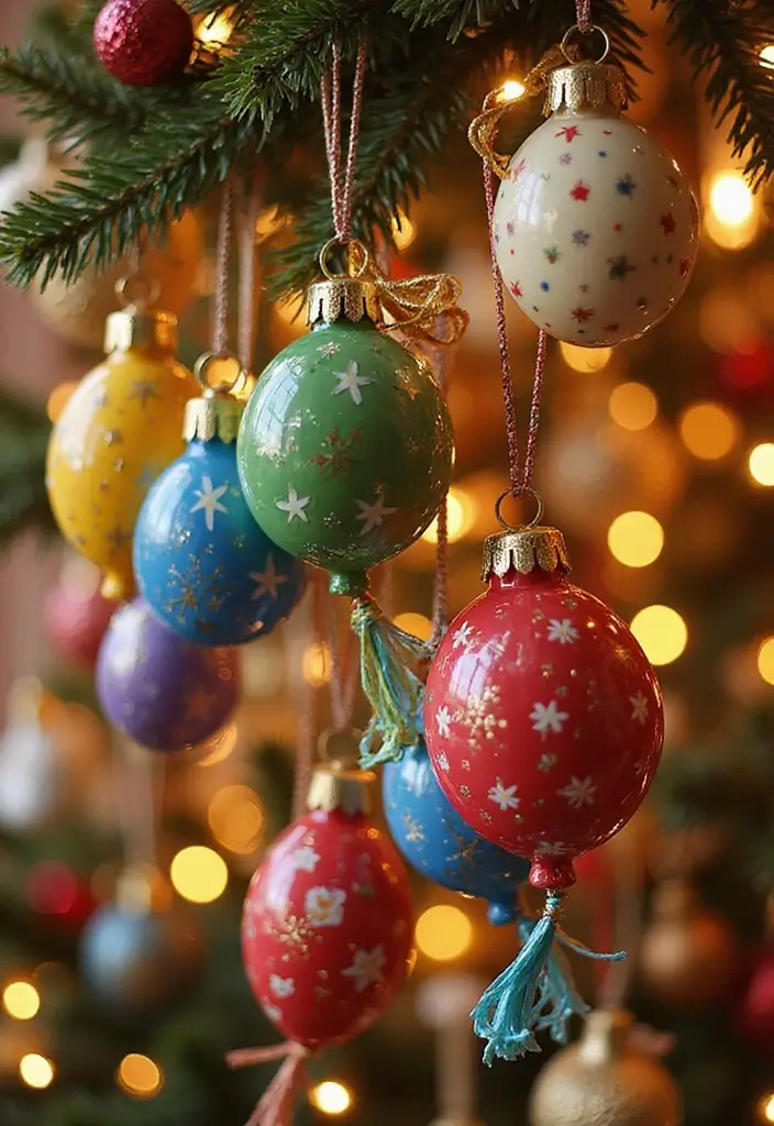 26 Christmas Pottery Painting Ideas That Bring Holiday Cheer to Your Home - 19. Colorful Balloon Ornaments