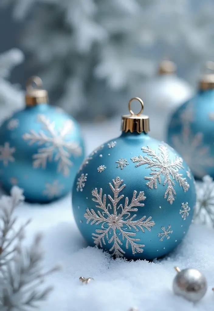 26 Christmas Pottery Painting Ideas That Bring Holiday Cheer to Your Home - 5. Elegant Silver and Blue Designs