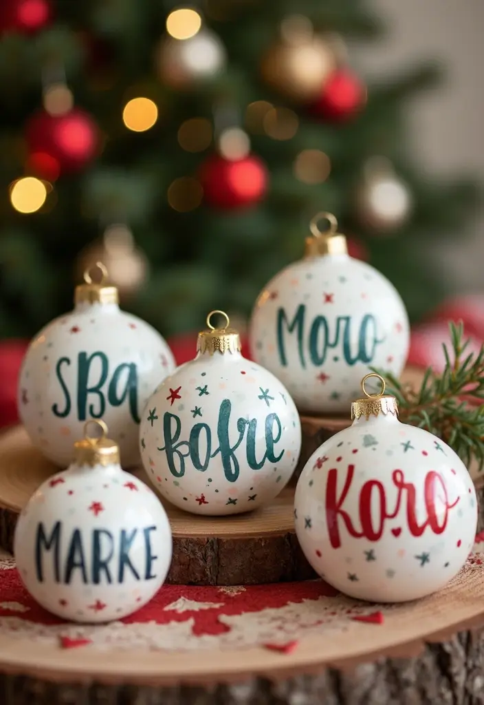 26 Christmas Pottery Painting Ideas That Bring Holiday Cheer to Your Home - 6. Personalized Family Ornaments