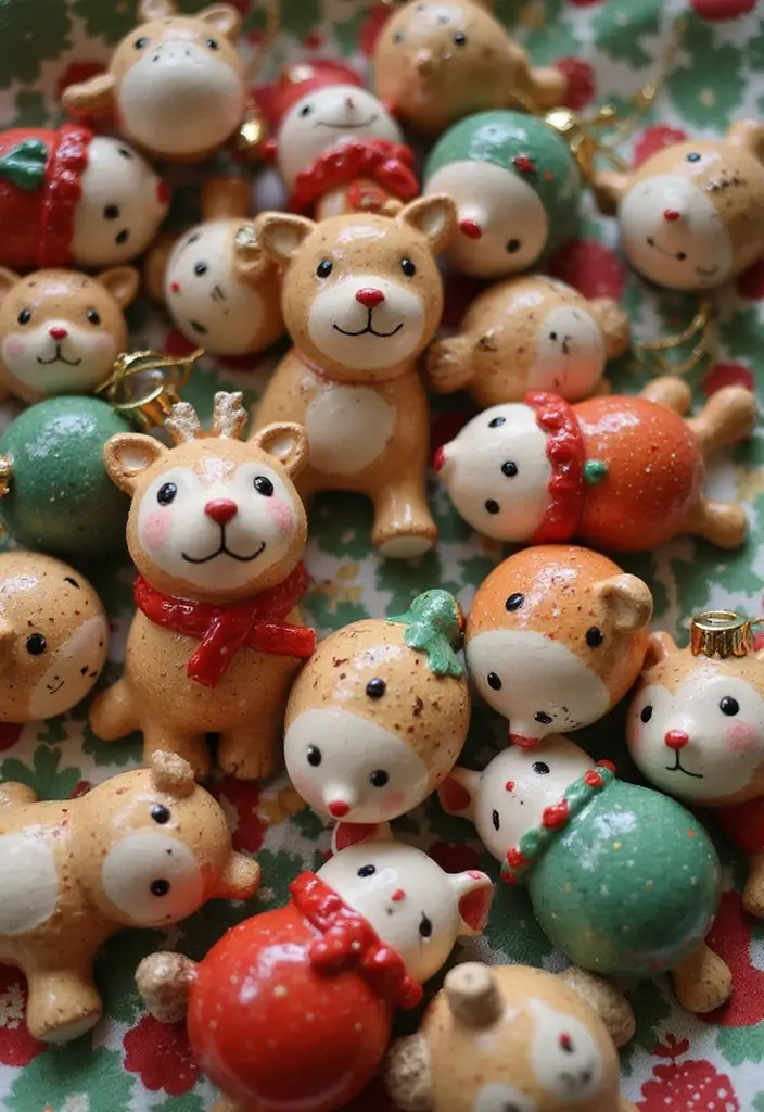 26 Christmas Pottery Painting Ideas That Bring Holiday Cheer to Your Home - 8. Playful Animal Ornaments