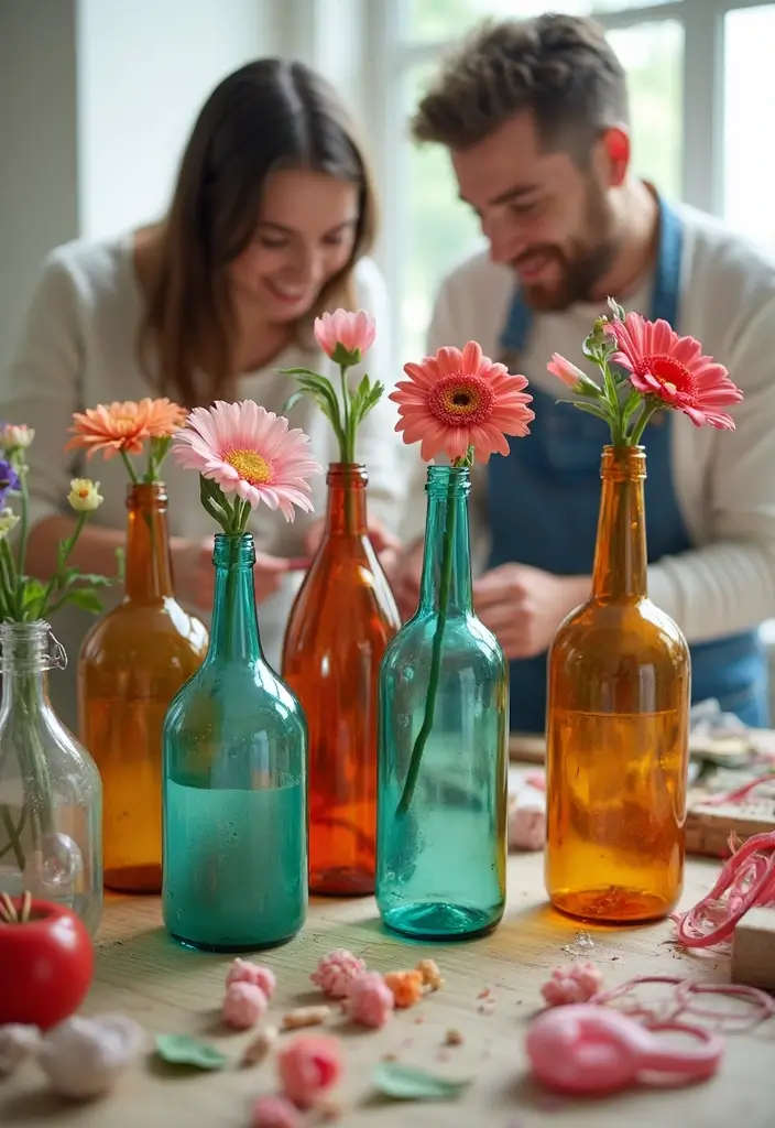 26 Couple Craft Ideas That Inspire Fun Creative Dates - 24. DIY Upcycled Bottle Vases
