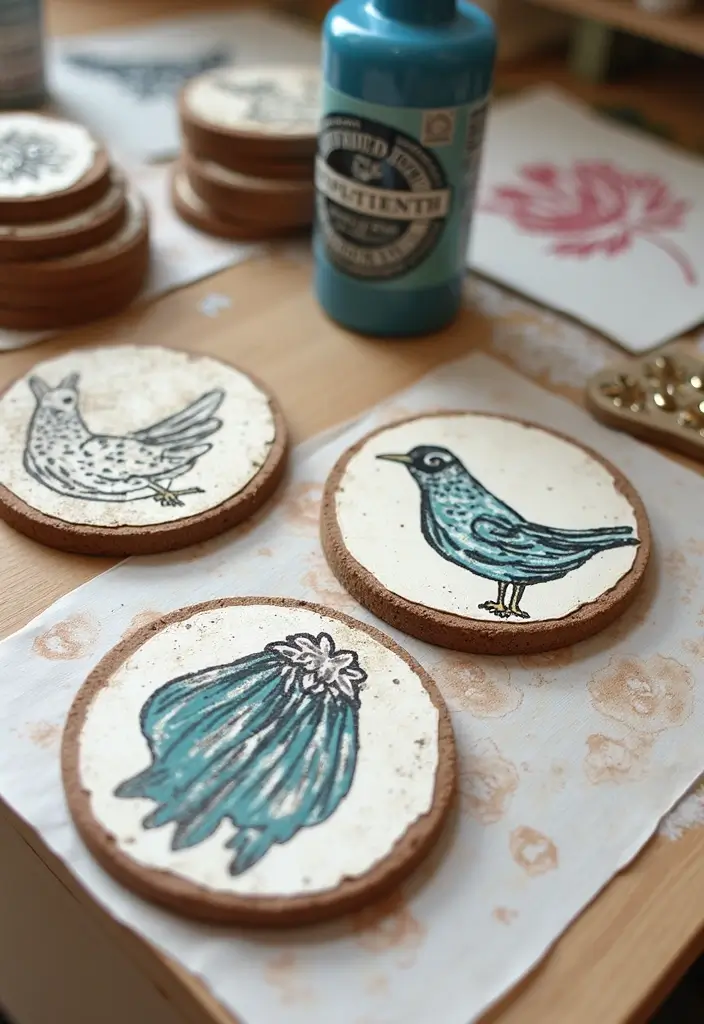 26 Couple Craft Ideas That Inspire Fun Creative Dates - 4. Hand-Stamped Coasters