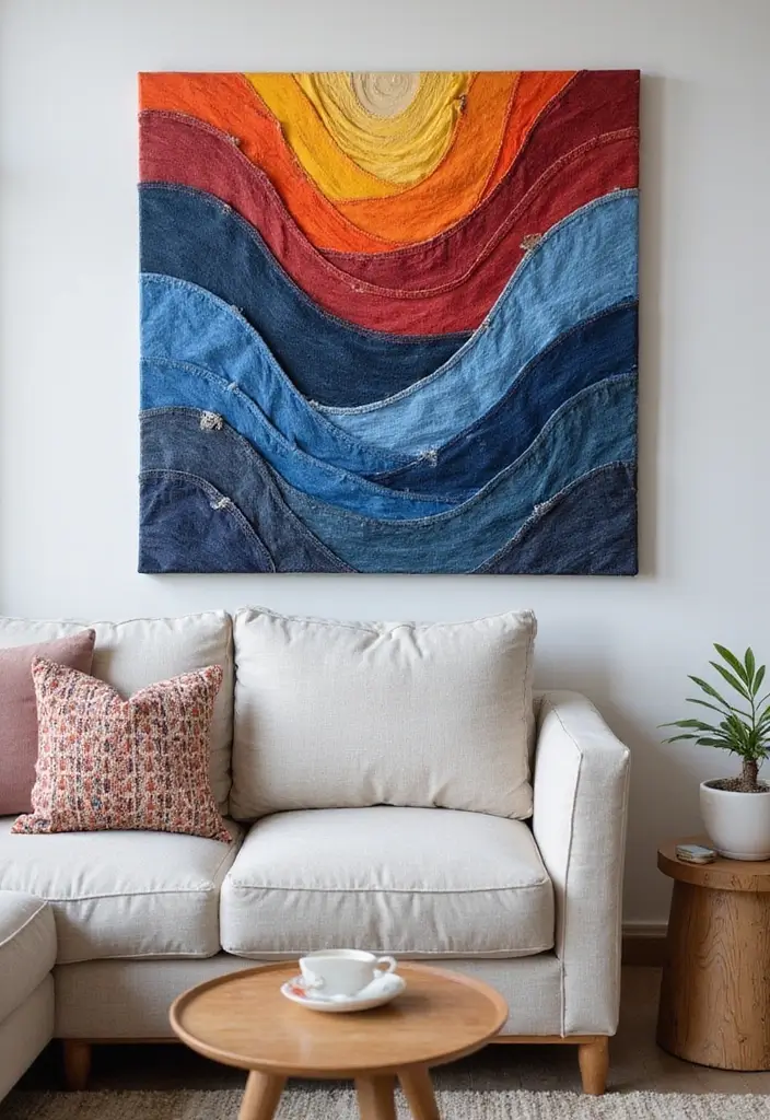 26 Craft Ideas Adults Will Love For Relaxation and Creativity 8 26 Craft Ideas Adults Will Love For Relaxation and Creativity - 2. Upcycled Denim Wall Art