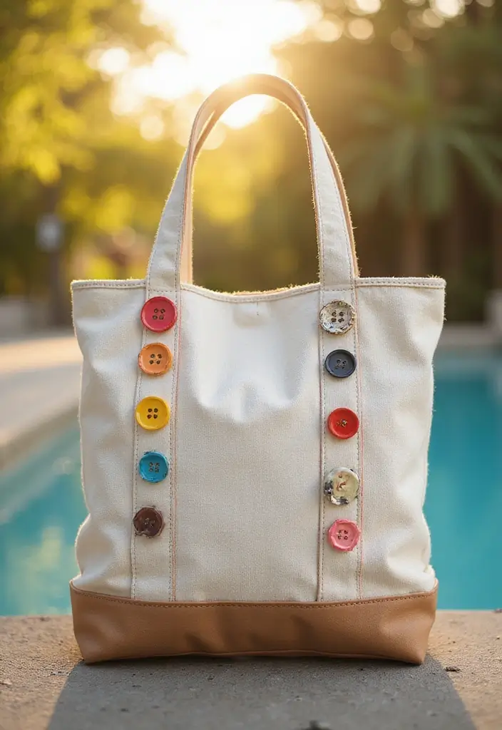 26 Craft Ideas With Buttons That Make Everyday Items Stylish - 17. Button DIY Tote Bags