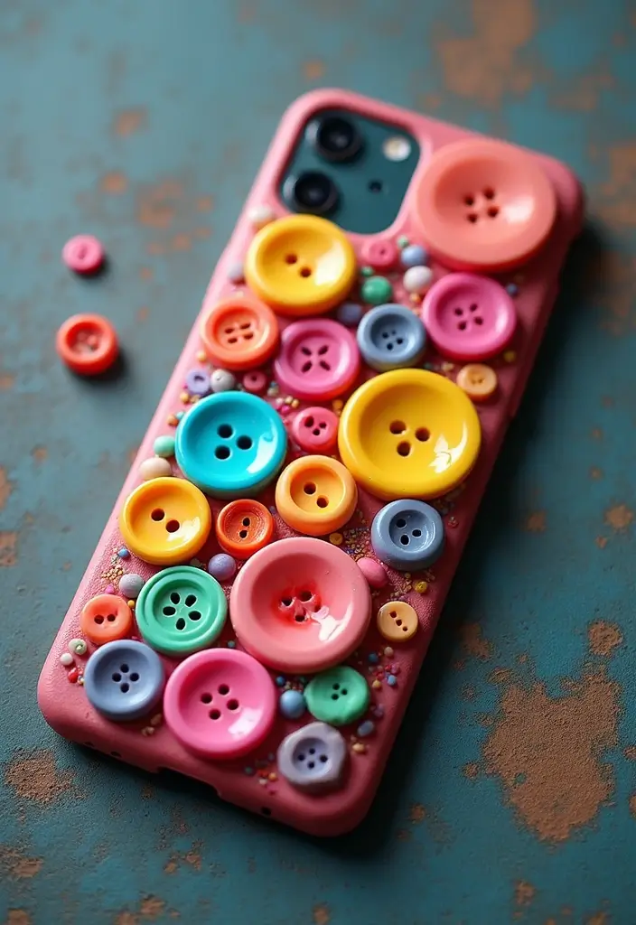 26 Craft Ideas With Buttons That Make Everyday Items Stylish - 18. Button Phone Cases