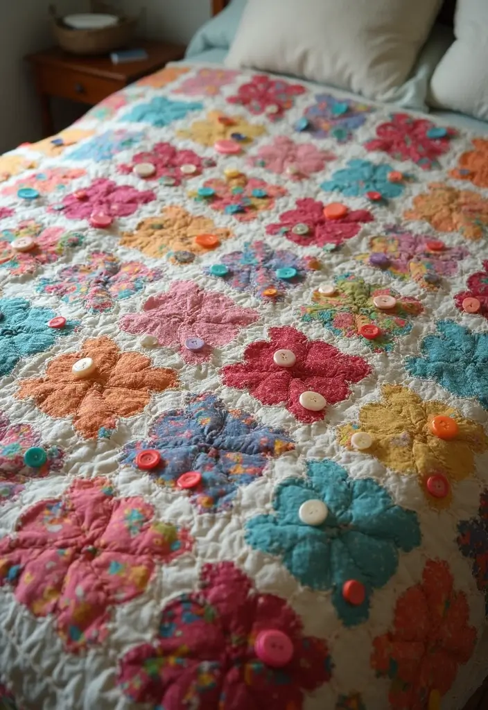 26 Craft Ideas With Buttons That Make Everyday Items Stylish - 19. Button Quilt Squares