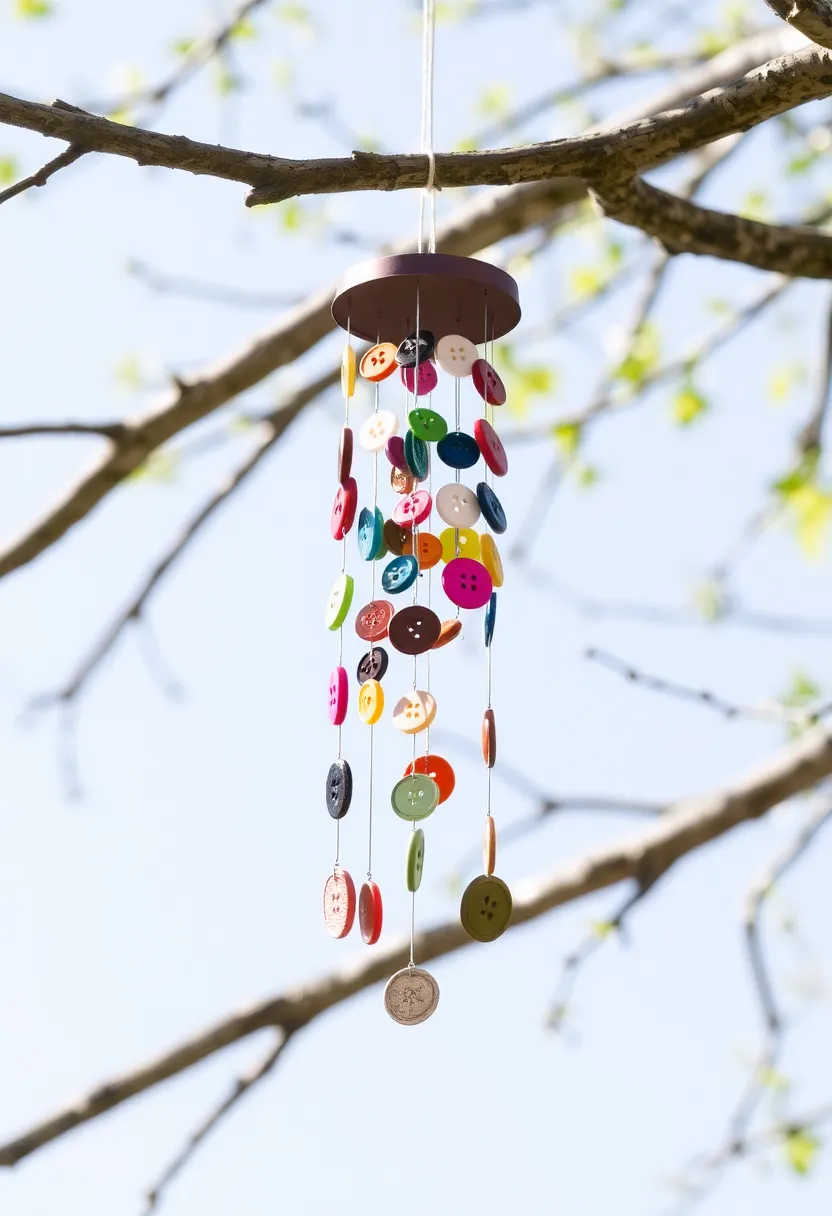 26 Craft Ideas With Buttons That Make Everyday Items Stylish - 21. Button Wind Chimes