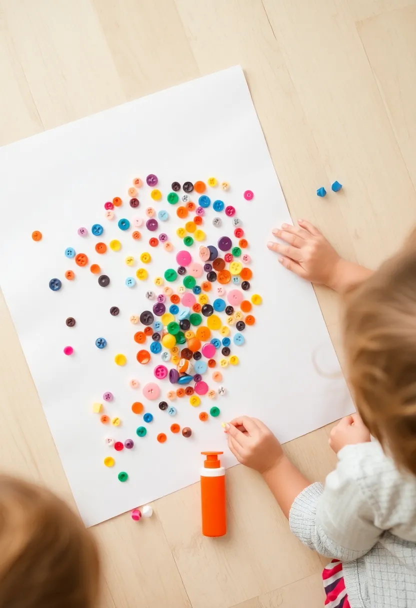 26 Craft Ideas With Buttons That Make Everyday Items Stylish - 22. Button Art for Kids