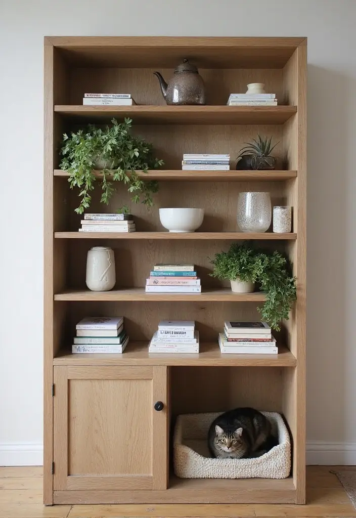 26 DIY Cat Litter Box Ideas That Are Practical and Stylish - 11. Multi-Functional Bookcase Litter Box
