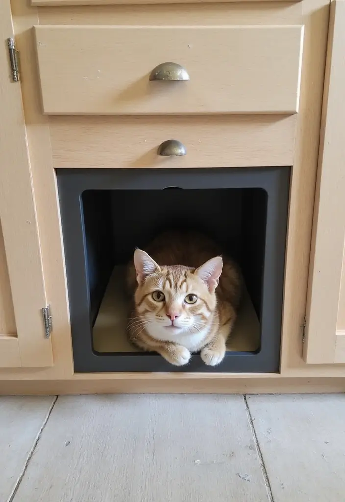 26 DIY Cat Litter Box Ideas That Are Practical and Stylish - 14. Custom Built-In Litter Box