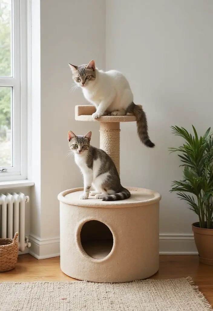 26 DIY Cat Litter Box Ideas That Are Practical and Stylish - 22. Cat Tree Litter Box Combo