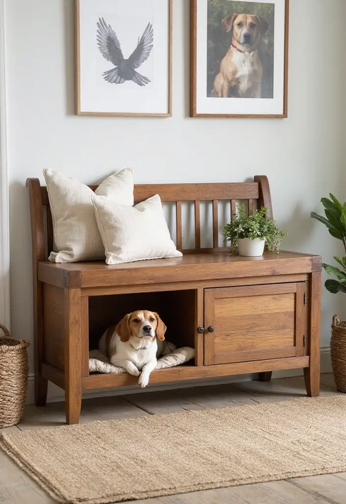 26 DIY Cat Litter Box Ideas That Are Practical and Stylish - 6. Chic Wooden Bench Litter Box