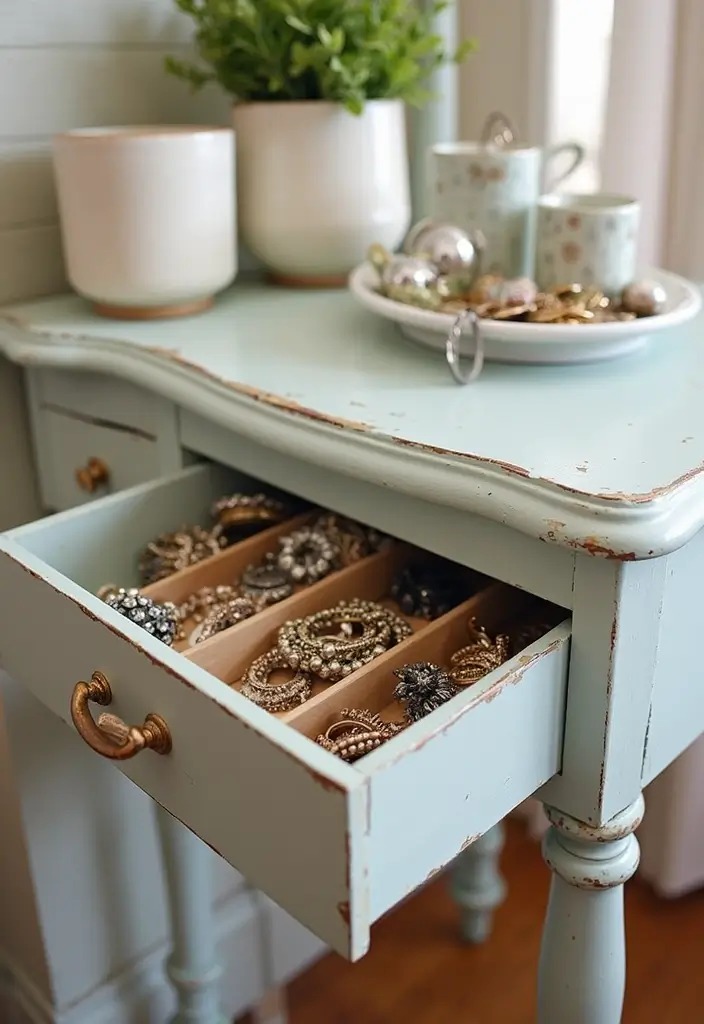 26 DIY Jewelry Box Ideas That Organize And Showcase Jewelry - 12. Repurposed Drawer Jewelry Storage
