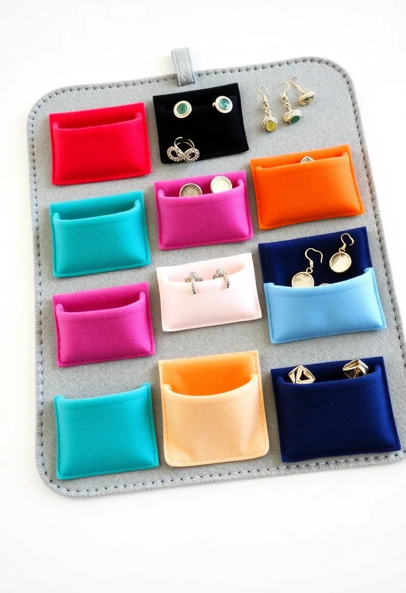 26 DIY Jewelry Box Ideas That Organize And Showcase Jewelry - 16. Felt Jewelry Organizer