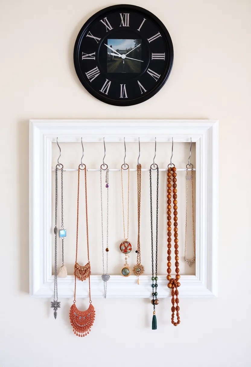 26 DIY Jewelry Box Ideas That Organize And Showcase Jewelry - 22. Picture Frame Jewelry Holder