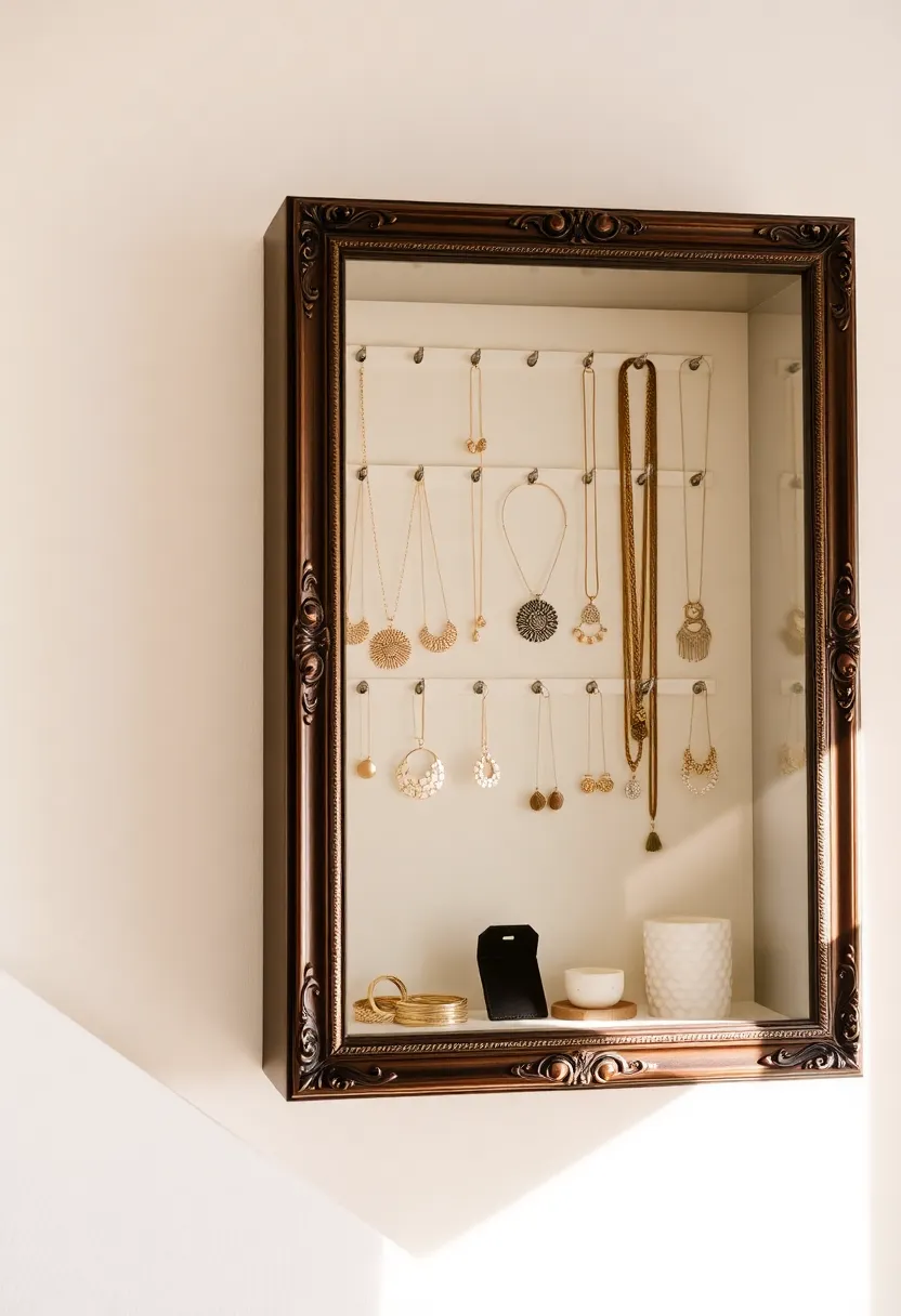 26 DIY Jewelry Box Ideas That Organize And Showcase Jewelry - 26. Box Frames as Jewelry Displays