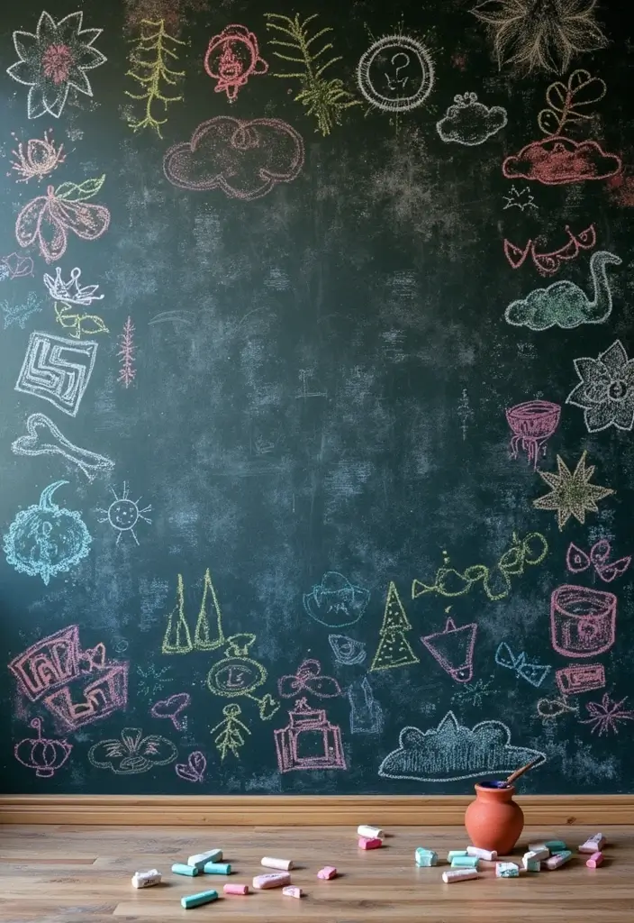 26 DIY Painting Ideas That Anyone Can Try At Home With Ease - 9. Interactive Chalkboard Wall
