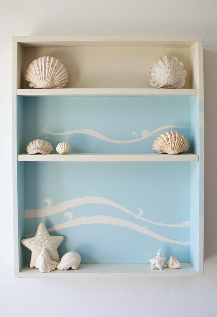 26 DIY Shelf Painting Ideas That Upgrade Your Space in Minutes - 16. Coastal Vibes