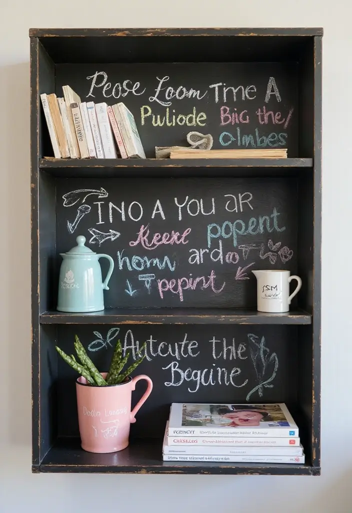 26 DIY Shelf Painting Ideas That Upgrade Your Space in Minutes - 24. Interactive Chalk Paint