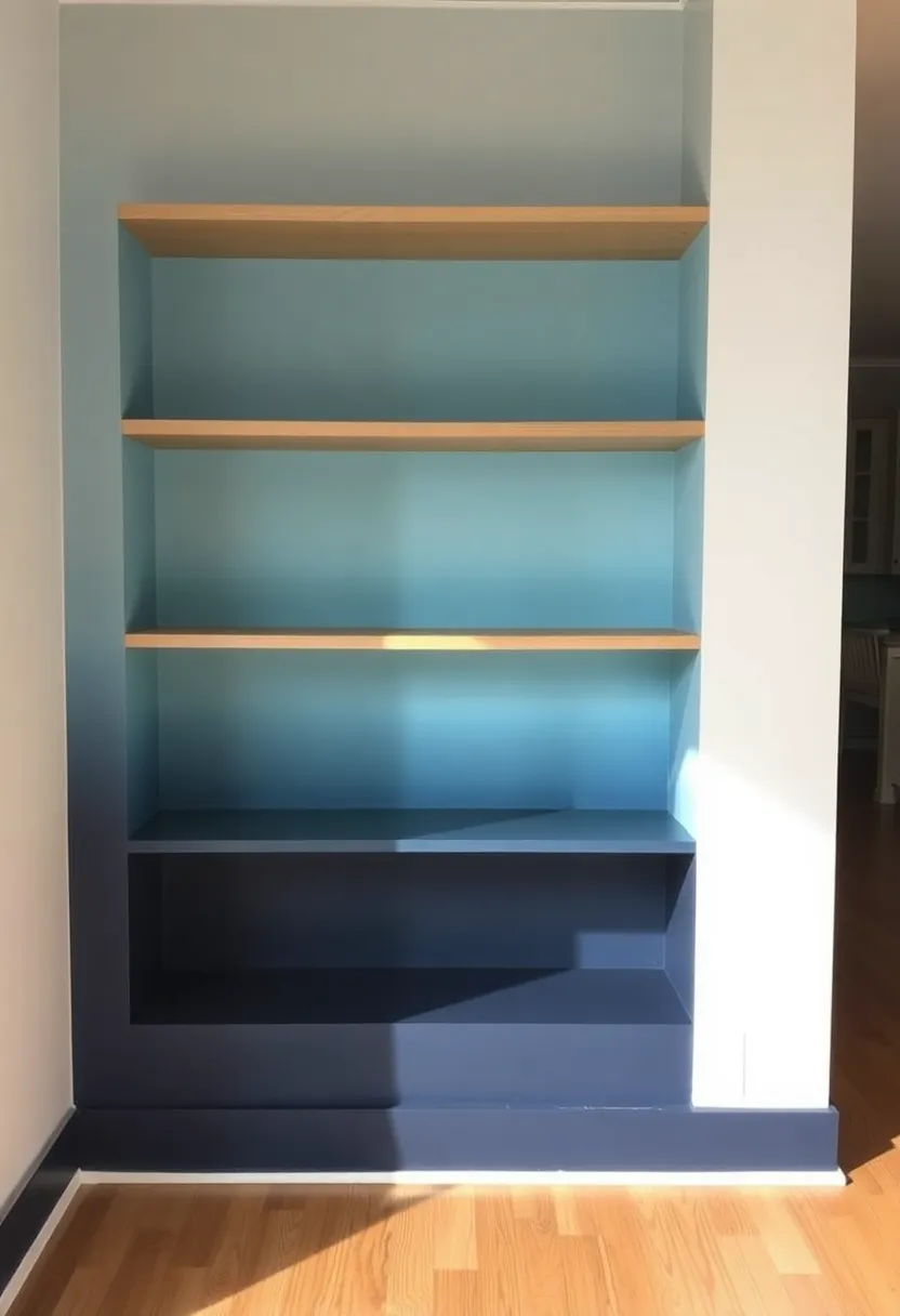 26 DIY Shelf Painting Ideas That Upgrade Your Space in Minutes - 3. Ombre Delight