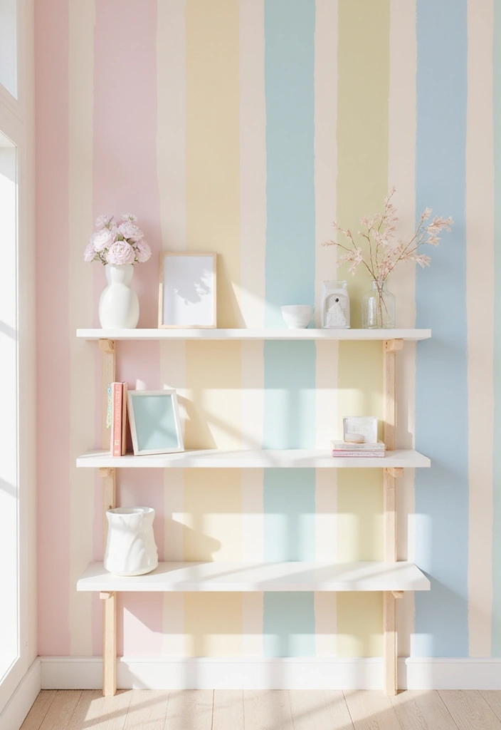 26 DIY Shelf Painting Ideas That Upgrade Your Space in Minutes - 6. Whimsical Stripes