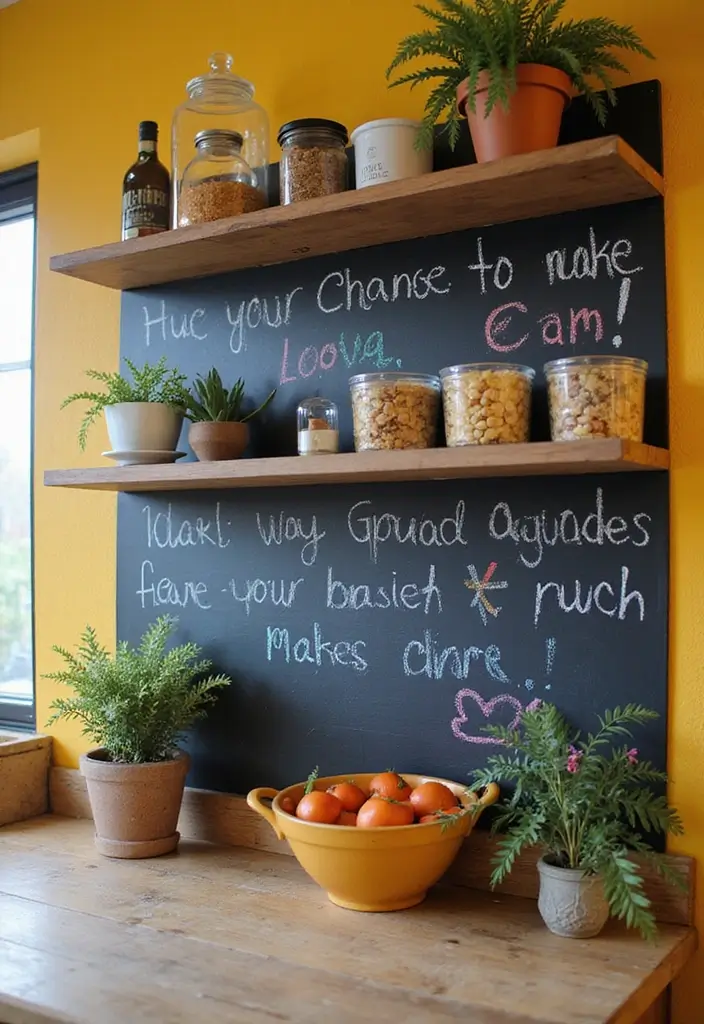 26 DIY Shelf Painting Ideas That Upgrade Your Space in Minutes - 9. Chalkboard Fun