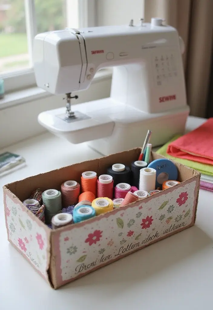 26 DIY Shoe Box Ideas That Organize and Decorate Stylishly - 21. Sewing Kit Organizer