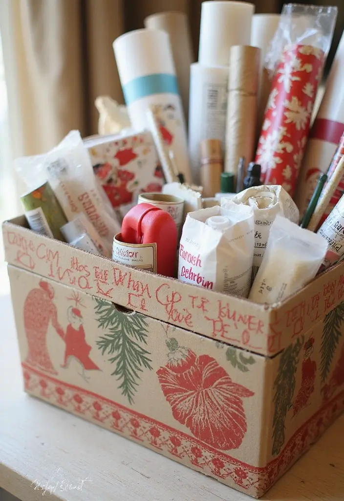 26 DIY Shoe Box Ideas That Organize and Decorate Stylishly - 24. Compact Gift Wrap Station