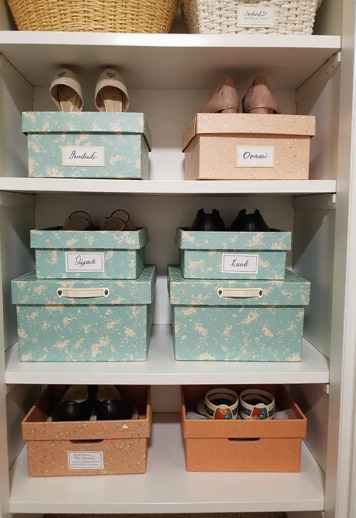 26 DIY Shoe Box Ideas That Organize and Decorate Stylishly - 3. Stylish Shoe Storage