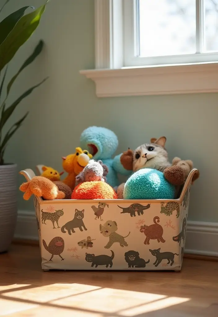 26 DIY Shoe Box Ideas That Organize and Decorate Stylishly - 7. Pet Toy Storage
