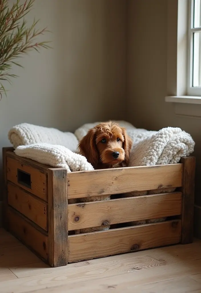 26 DIY Whelping Box Ideas That Are Safe and Comfortable - 1. Upcycled Wooden Crate Whelping Box