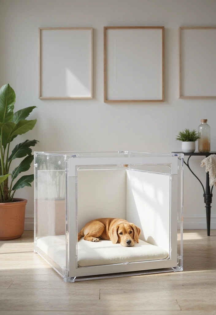 26 DIY Whelping Box Ideas That Are Safe and Comfortable - 15. Minimalist Acrylic Whelping Box